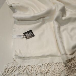 White Pashmina Scarf with Fringe by Bijoux Turner